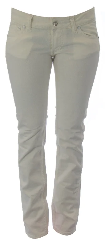 BLUE BLOOD Women's Off White Brandy Straight Leg Classic Rise Denim Jeans NEW Chic Double Waistband Jeans BLUE BLOOD Women's Off White Brandy Straight Leg Classic Rise Denim Jeans NEW Chic Double Waistband Jeans
