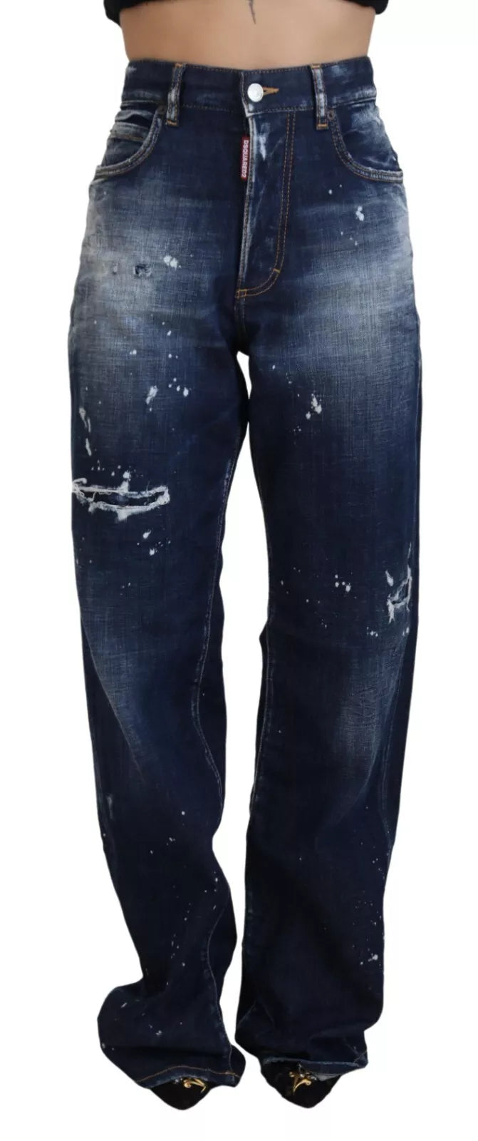 Blue High Waist Tattered Denim Jeans San Diego Comfortable Stretch Fit Jeans