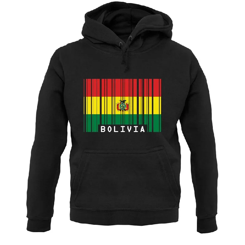 Bolivia Barcode Style Flag Unisex Hoodie Hoodie with Hem Fringe Bohemian Relaxed