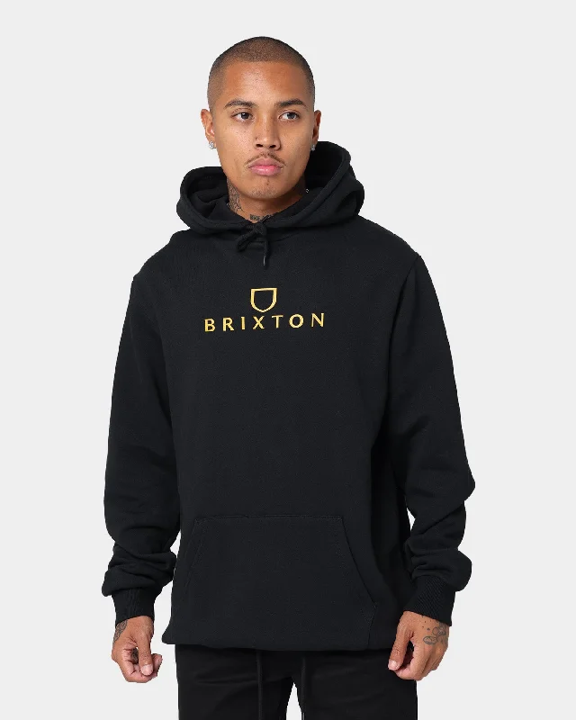 Brixton Alpha Thread Hoodie Black/Gold Hoodie with Ribbed Neckline Snug Warm