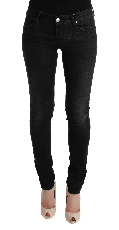 Acht Chic Slim Fit Black Cotton Jeans Cozy Wide-Legged Jeans
