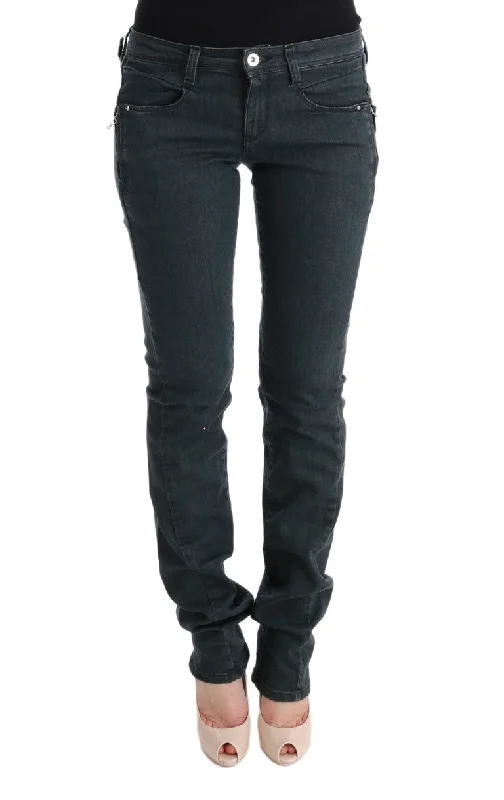 Costume National Chic Superslim Gray Cotton Jeans Stylish High-Rise Mom Jeans
