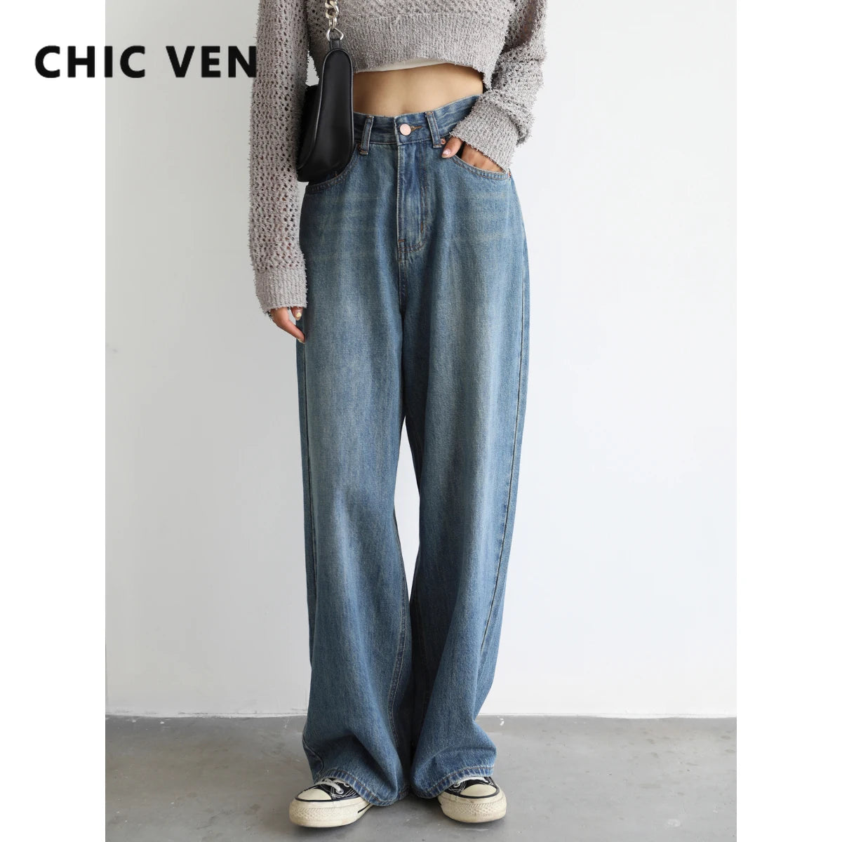 Women's Denim Pants Blue Wide Leg Jeans Cotton High Waist Casual Loose Trousers Casual Distressed Skinny Jeans Women's Denim Pants Blue Wide Leg Jeans Cotton High Waist Casual Loose Trousers Casual Distressed Skinny Jeans