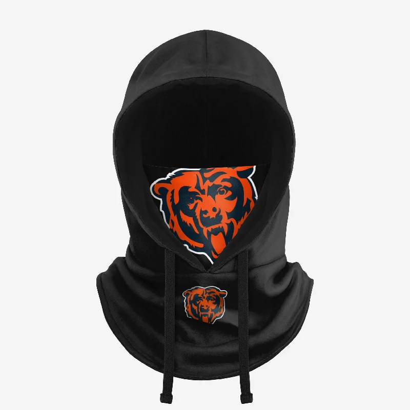 Chicago Bears Black Drawstring Hooded Gaiter Hoodie with Toggle Buttons Decorative Unique Chicago Bears Black Drawstring Hooded Gaiter Hoodie with Toggle Buttons Decorative Unique