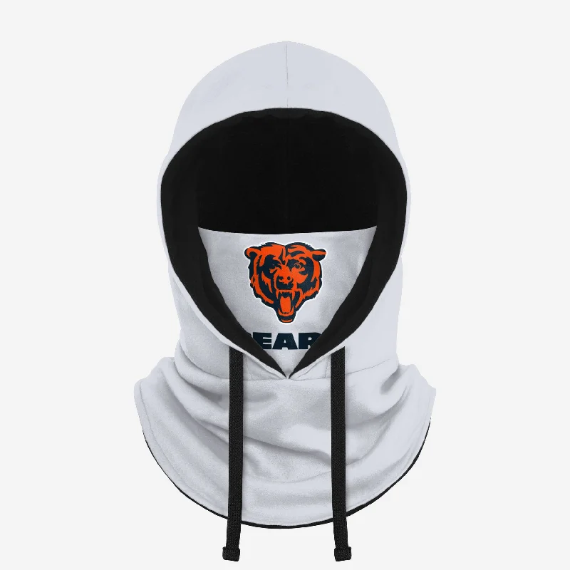 Chicago Bears White Drawstring Hooded Gaiter Hoodie with Hem Fringe Bohemian Relaxed Chicago Bears White Drawstring Hooded Gaiter Hoodie with Hem Fringe Bohemian Relaxed