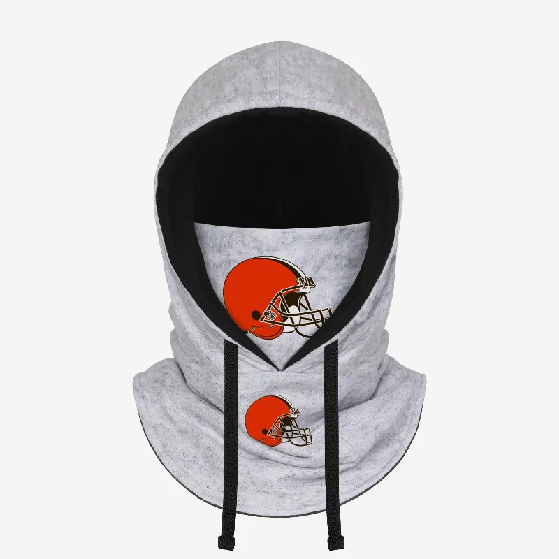 Cleveland Browns Heather Gray Drawstring Hooded Gaiter Scarf Hoodie with Pastel Soft Subtle Cleveland Browns Heather Gray Drawstring Hooded Gaiter Scarf Hoodie with Pastel Soft Subtle