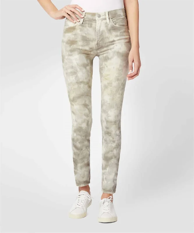 Collin High-Rise Skinny Jean In Sage Fatigue Tie-Dye Stylish Shredded Denim Jeans