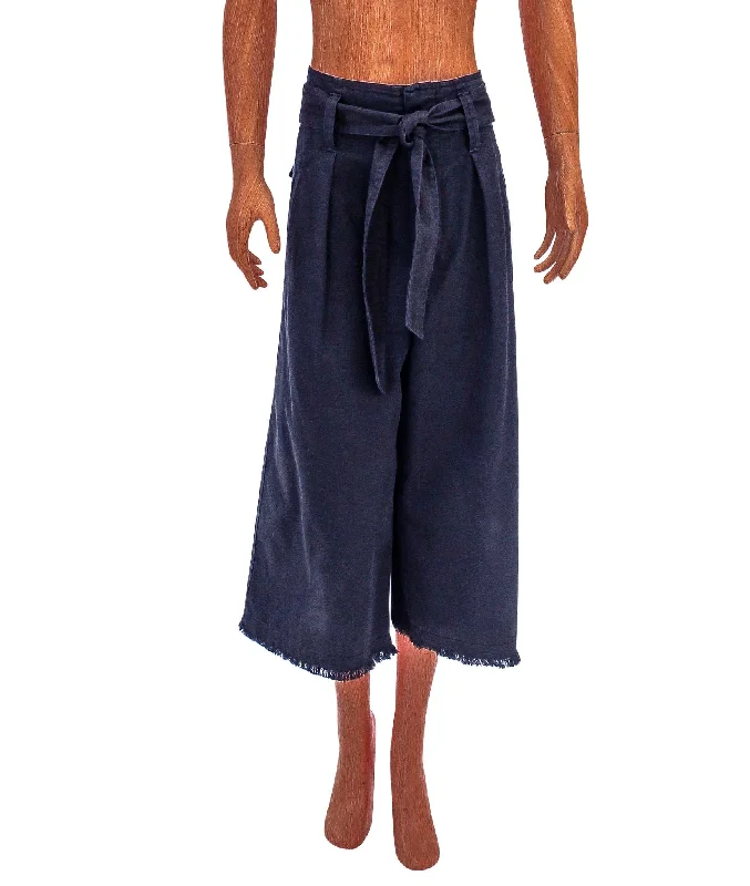 Cropped Wide Leg Culotte Jeans Cozy Stretch High-Waist Jeans