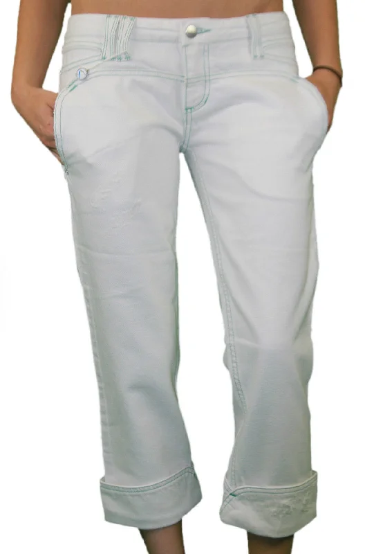 CUSTO BARCELONA Women's Belona White Cropped Capris Jeans $163 NWT Fashionable White Denim Jeans CUSTO BARCELONA Women's Belona White Cropped Capris Jeans $163 NWT Fashionable White Denim Jeans