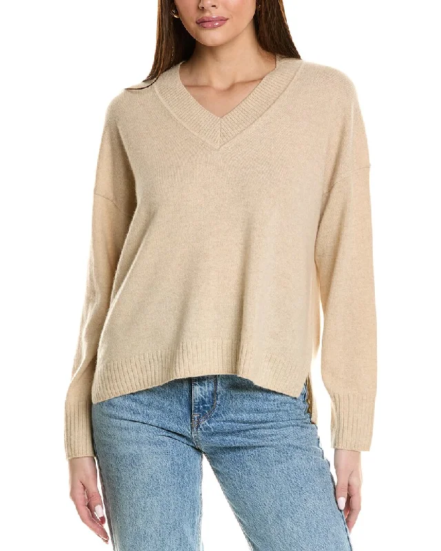 Design History V-Neck Cashmere Sweater Terry Blend Velvet Blend Canvas Blend