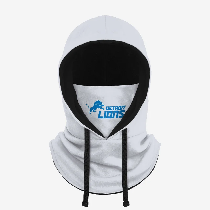 Detroit Lions White Drawstring Hooded Gaiter Hoodie with Set-In Sleeves Structured Classic Detroit Lions White Drawstring Hooded Gaiter Hoodie with Set-In Sleeves Structured Classic
