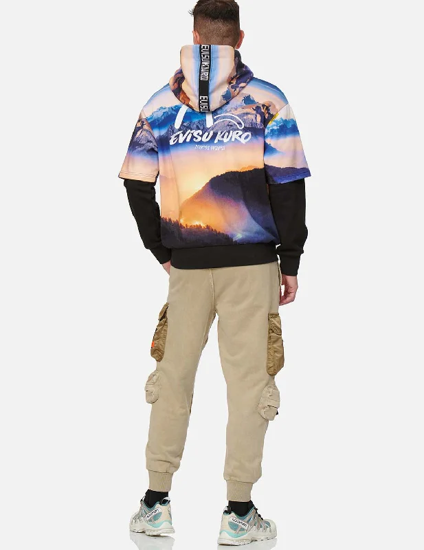 Digital Print Mock 2-in-1 Hoodie Hoodie with Reflective Safety Nightwear