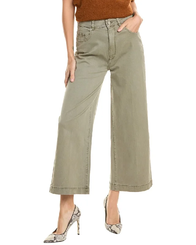 DL1961 Hepburn Alpine Green Wide Leg Jean Fashionable Straight Fit Denim