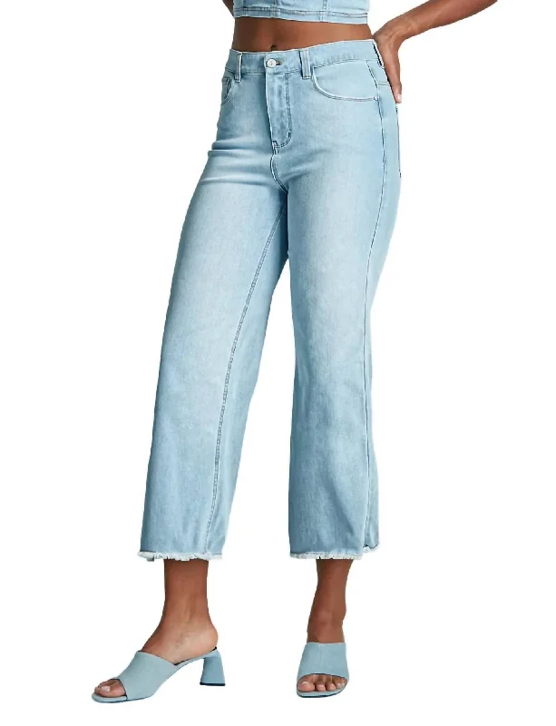 Do It All Denim High-Rise Cropped Wide Leg Jean In Washed Indigo Trendy Flared Leg Jeans