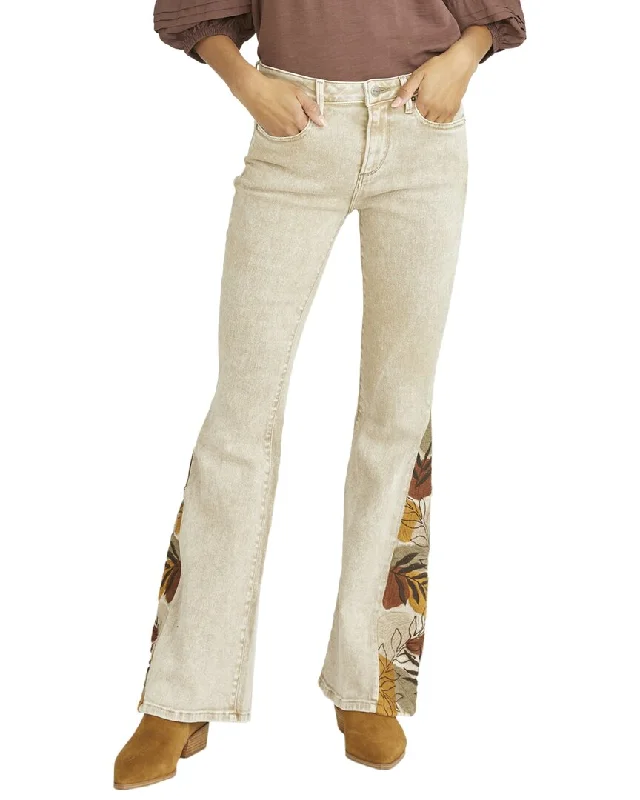 Driftwood Jeans Farrah Tan Flare Jean Stylish Stone-Wash Denim Jeans