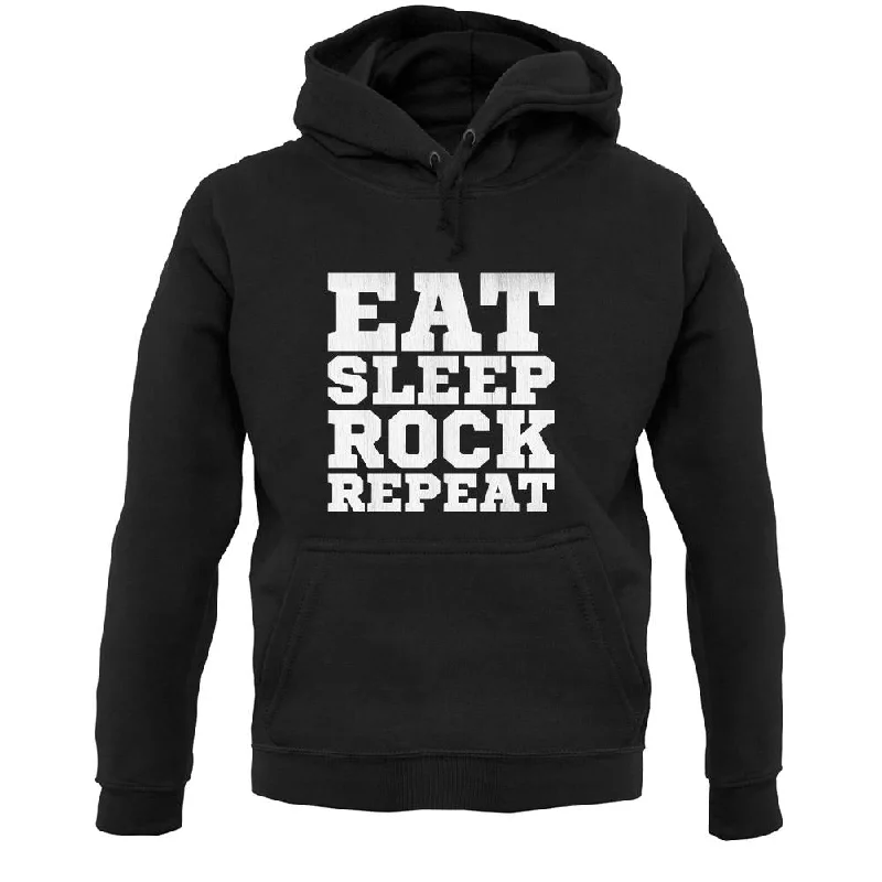 Eat Sleep Rock REPEAT Unisex Hoodie Hoodie with Button Placket Classic Preppy