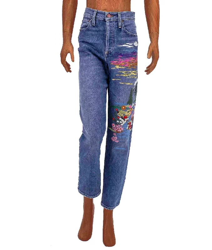 Embellished High Waisted Jean Trendy Paperbag Waist Jeans