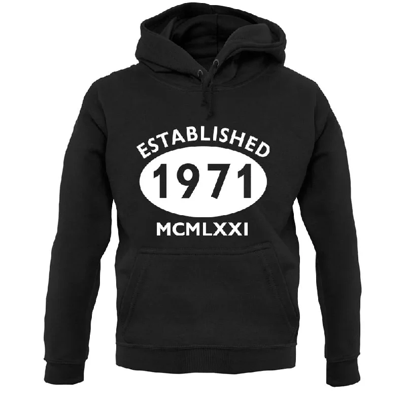 Established 1971 Roman Numerals Unisex Hoodie Hoodie with Double Zipper Versatile Adjustable Established 1971 Roman Numerals Unisex Hoodie Hoodie with Double Zipper Versatile Adjustable