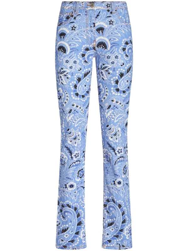 Etro Jeans Clear Blue Chic Rip-Detail High-Waist Jeans