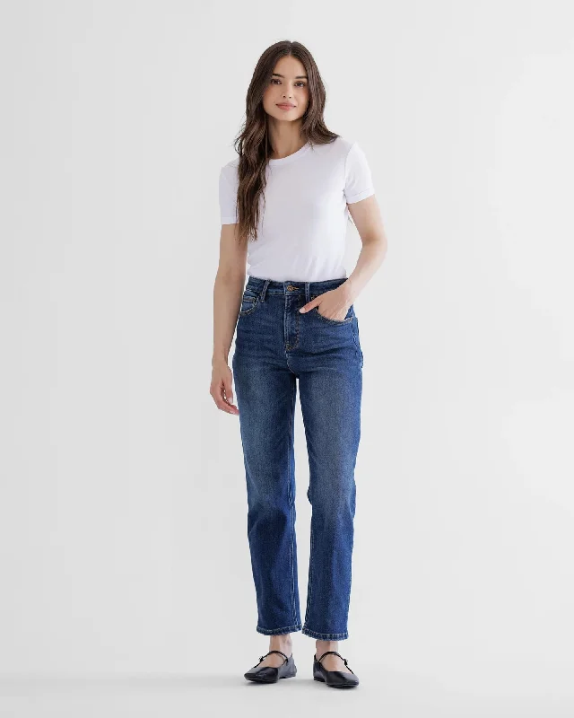 Fleece-Lined Straight Leg Jeans Chic Ripped Jeans