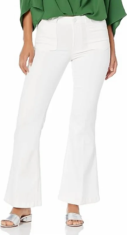 Genevieve Petite Flare Jeans In White Fashionable Mom Jeans