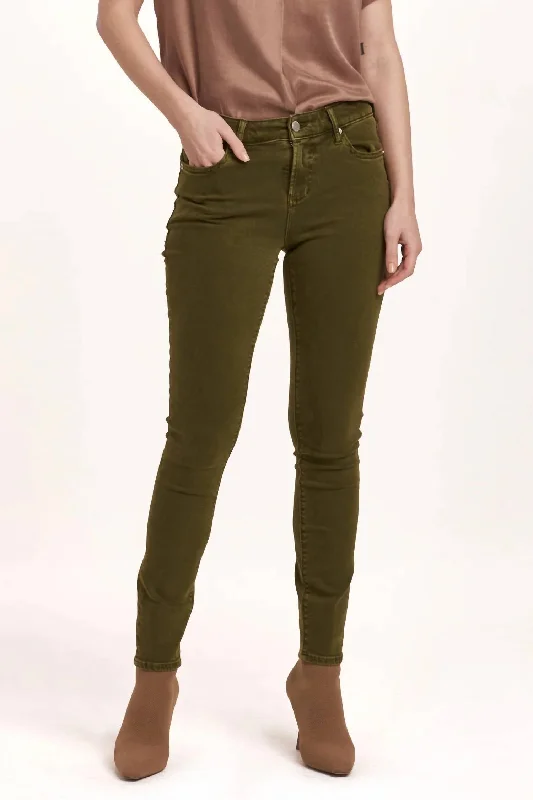 Gisele Skinny Mid Rise Ankle Jeans In Sage Vine Fashionable Vintage Wash Jeans