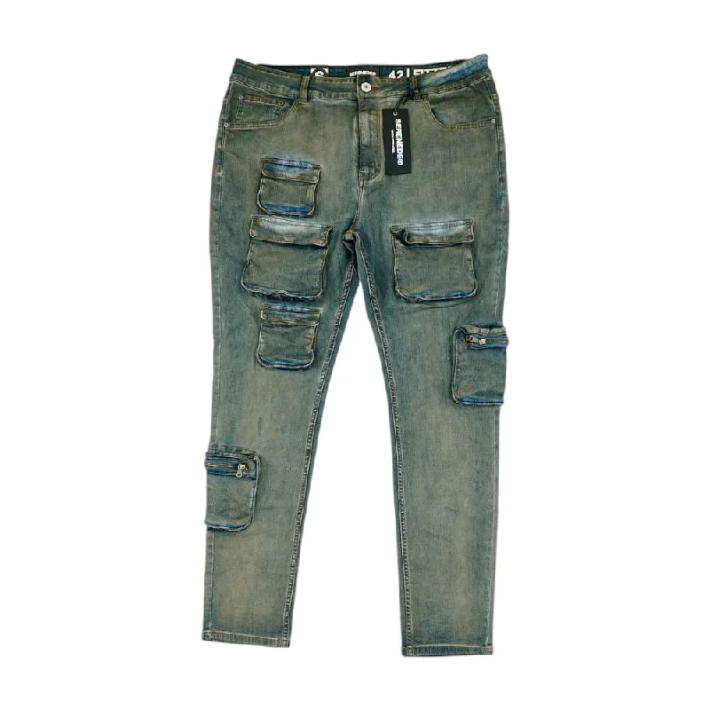 Gray Solid Slim Jeans Casual Distressed Denim Jeans