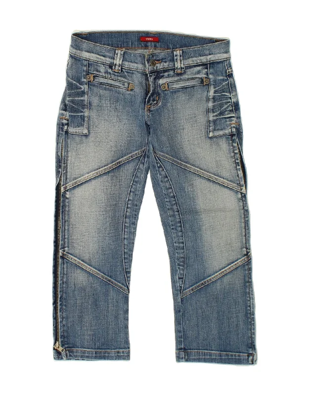 GUESS Womens Straight Capri Jeans W24 L22  Blue Cotton Comfortable Dark Wash Jeans