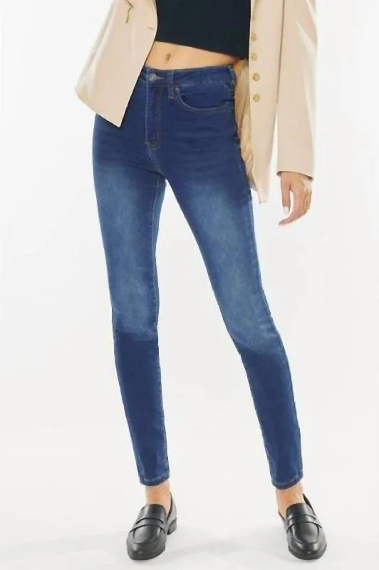 High Rise Skinny Jeans In Blue Fashionable Slim Fit Jeans