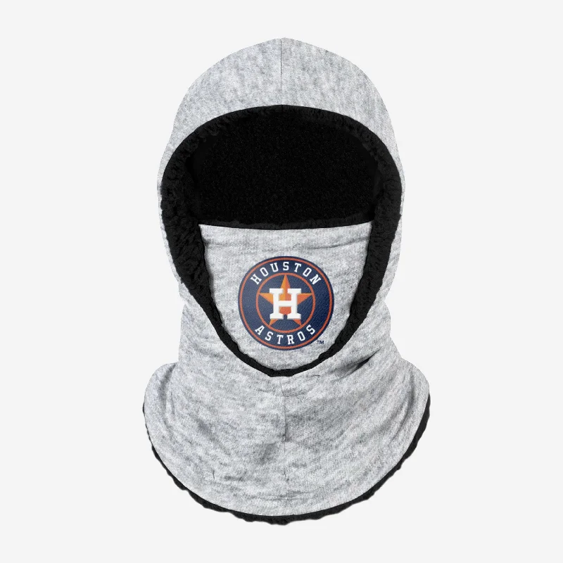 Houston Astros Heather Grey Big Logo Hooded Gaiter Hoodie with Frayed Bohemian Relaxed Houston Astros Heather Grey Big Logo Hooded Gaiter Hoodie with Frayed Bohemian Relaxed