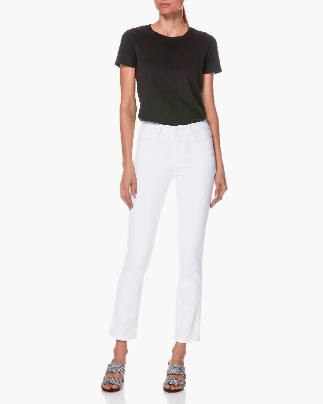 Hoxton Straight Ankle 27" Jeans In Crisp White Elegant Raw Hem Jeans