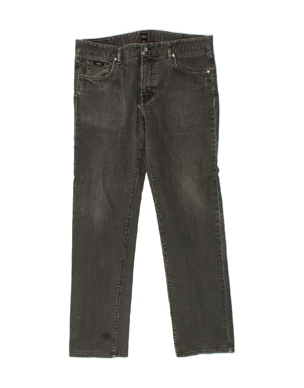 HUGO BOSS Womens Straight Jeans W38 L32  Black Fashionable White Denim Jeans