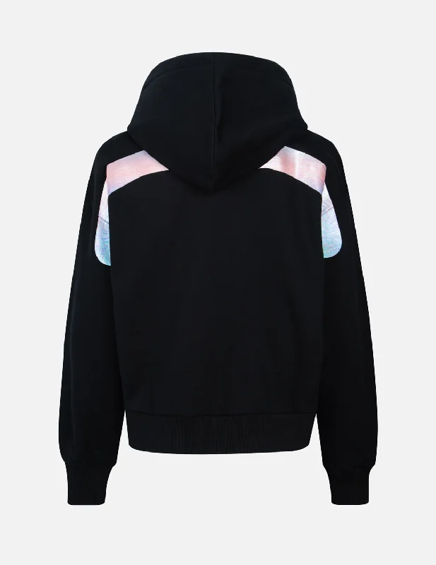 Iridescent Daicock Zip-up Fashion Fit Hoodie Hoodie Dress Longline Feminine