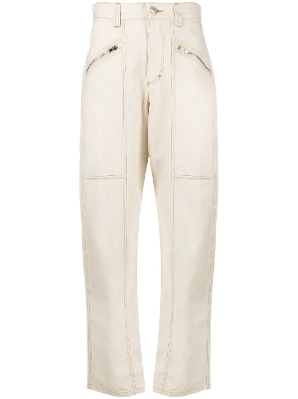 Isabel Marant Jeans Beige Cozy Wide-Legged Jeans