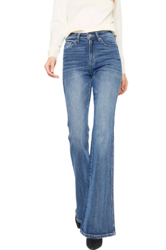 Jessica Denim Flare Jeans In Medium Stone Wash Elegant Bootcut Fit Jeans