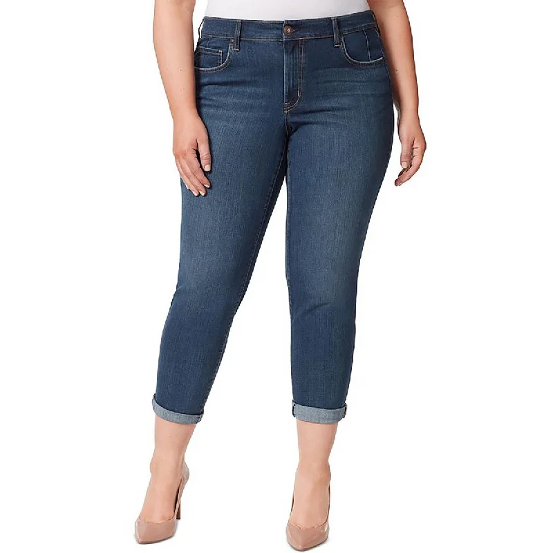 Jessica Simpson Womens Plus Stretch Ankle Jeans Casual Wide-Legged Denim Jeans
