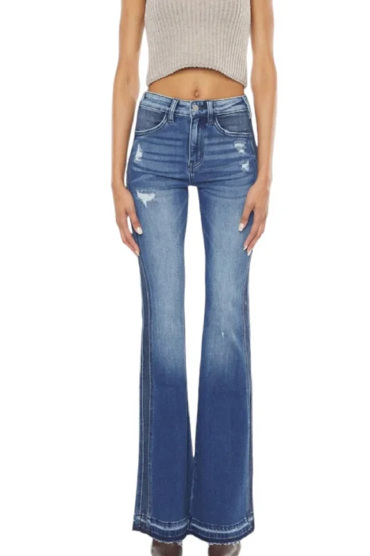 Juliana Denim Bootcut Jeans In Dark Wash Fashionable Button-Front Jeans