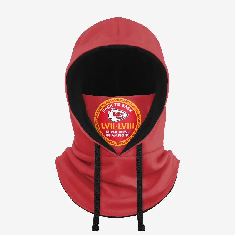 Kansas City Chiefs Super Bowl LVIII Champions Drawstring Hooded Gaiter Hoodie with Hem Fringe Bohemian Relaxed