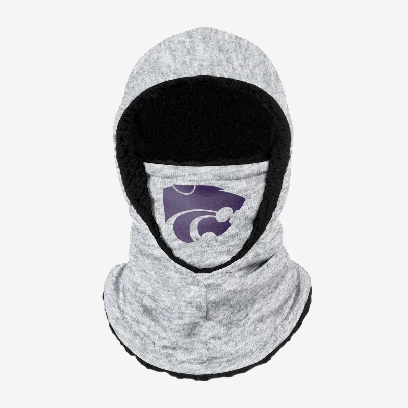 Kansas State Wildcats Heather Grey Big Logo Hooded Gaiter Zip Hoodie Drawstring Kangaroo Pocket Kansas State Wildcats Heather Grey Big Logo Hooded Gaiter Zip Hoodie Drawstring Kangaroo Pocket