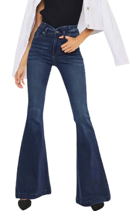 Lari Denim Flare Jeans In Dark Fashionable White Denim Jeans