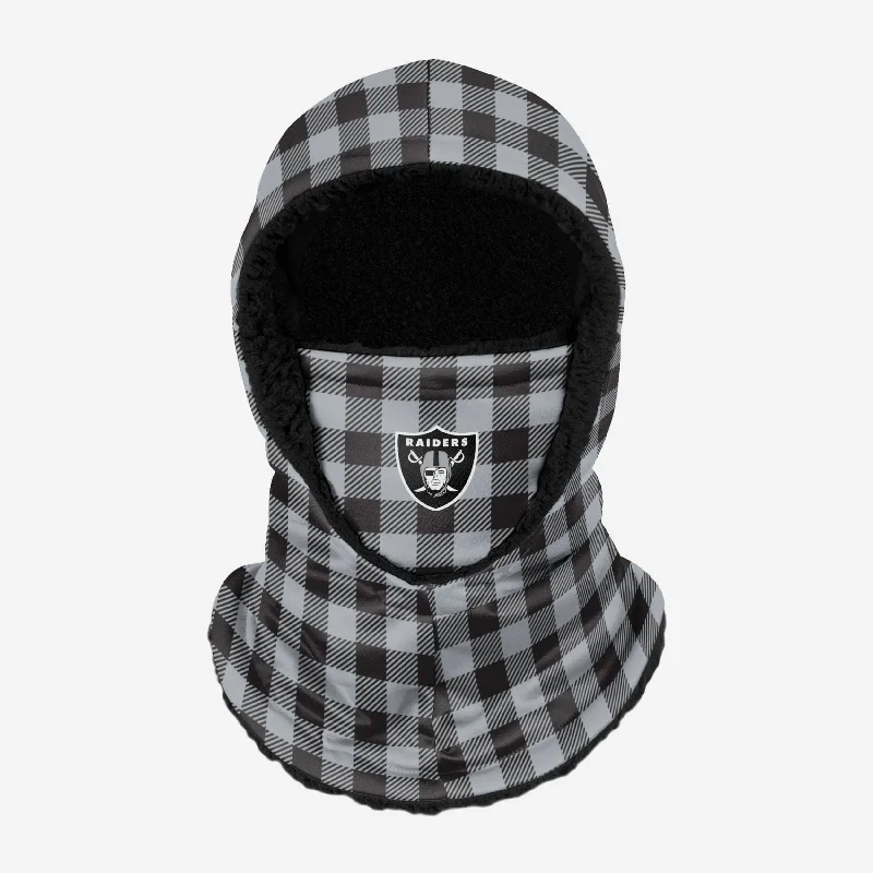 Las Vegas Raiders Plaid Hooded Gaiter Hoodie with Fur Luxurious Winter