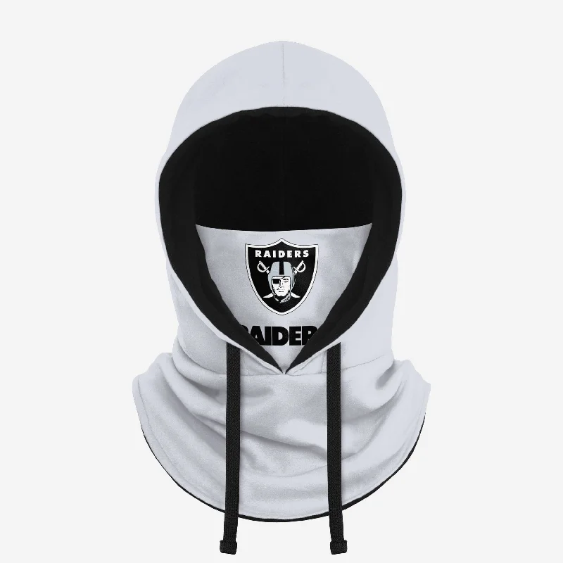 Las Vegas Raiders White Drawstring Hooded Gaiter Hooded Sweatshirt Casual Wear Street Style