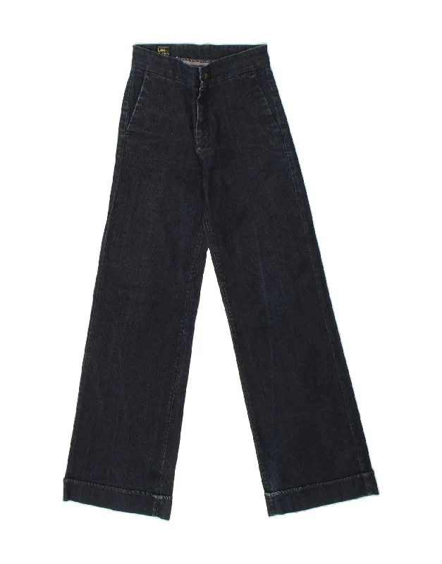 LEE Womens High Rise Wide Leg Jeans W29 L35 Navy Blue Cotton Stylish Shredded Denim Jeans LEE Womens High Rise Wide Leg Jeans W29 L35 Navy Blue Cotton Stylish Shredded Denim Jeans