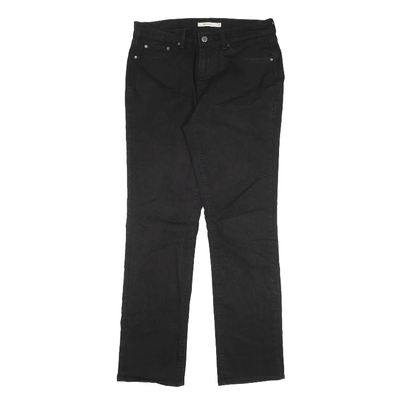 LEVI'S 505 Jeans Black Denim Slim Straight Womens W29 L32 Comfortable Flare Leg Jeans