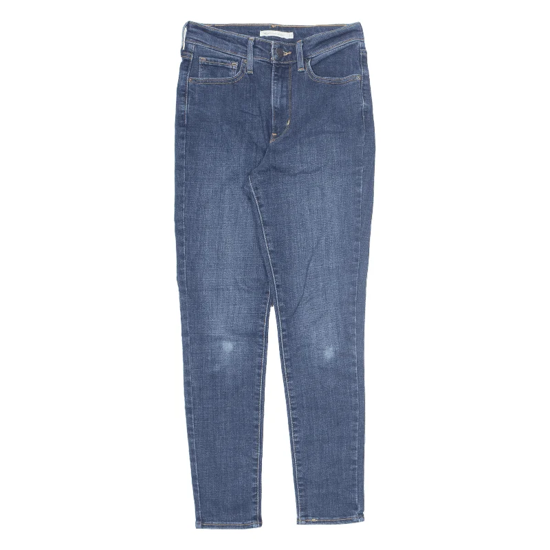 LEVI'S 721 High Rise Jeans Blue Denim Regular Skinny Stone Wash Womens W27 L28 Comfortable Dark Wash Jeans