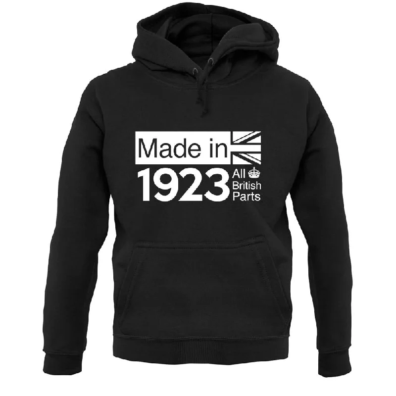 Made In 1923 All British Parts Crown Unisex Hoodie Hoodie with Applique Textured Unique Made In 1923 All British Parts Crown Unisex Hoodie Hoodie with Applique Textured Unique