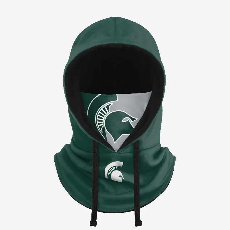 Michigan State Spartans Drawstring Hooded Gaiter Hoodie with Drop Shoulder Relaxed Streetwear Michigan State Spartans Drawstring Hooded Gaiter Hoodie with Drop Shoulder Relaxed Streetwear