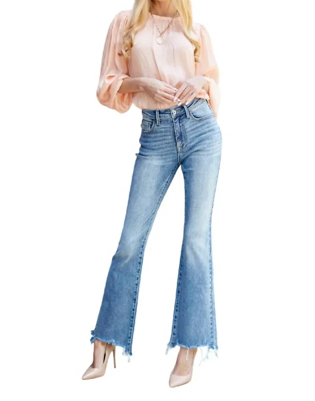 Mid Rise Boot Cut Jeans - Plus In Medium Stylish Bootcut Denim Jeans