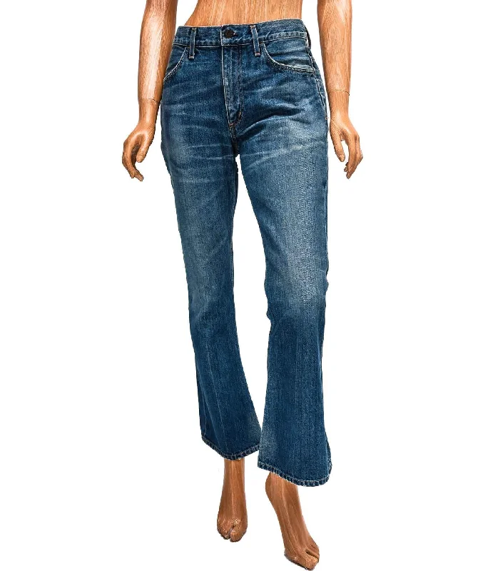 Mid-Rise Kaya Kick Flare Jeans Trendy Paperbag Waist Jeans