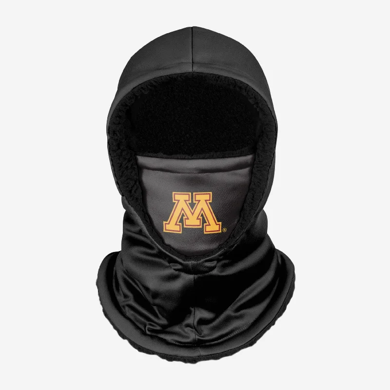 Minnesota Golden Gophers Black Hooded Gaiter Hoodie with Hem Raw Edge Edgy Unfinished